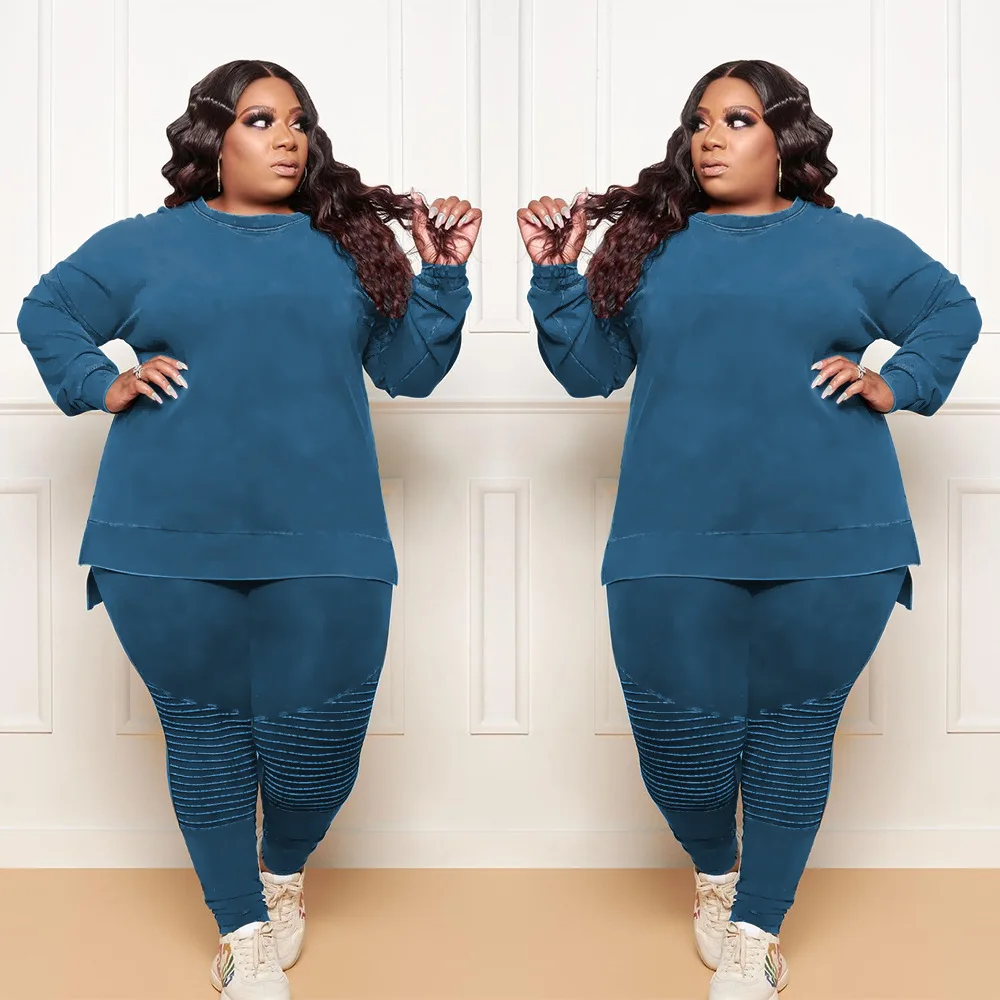 L-4XL Wholesale Dropshipping Winter 2021 Women tracksuits Casual Sport Suits Solid Color Long Sleeve 2 Piece Plus Size Sets