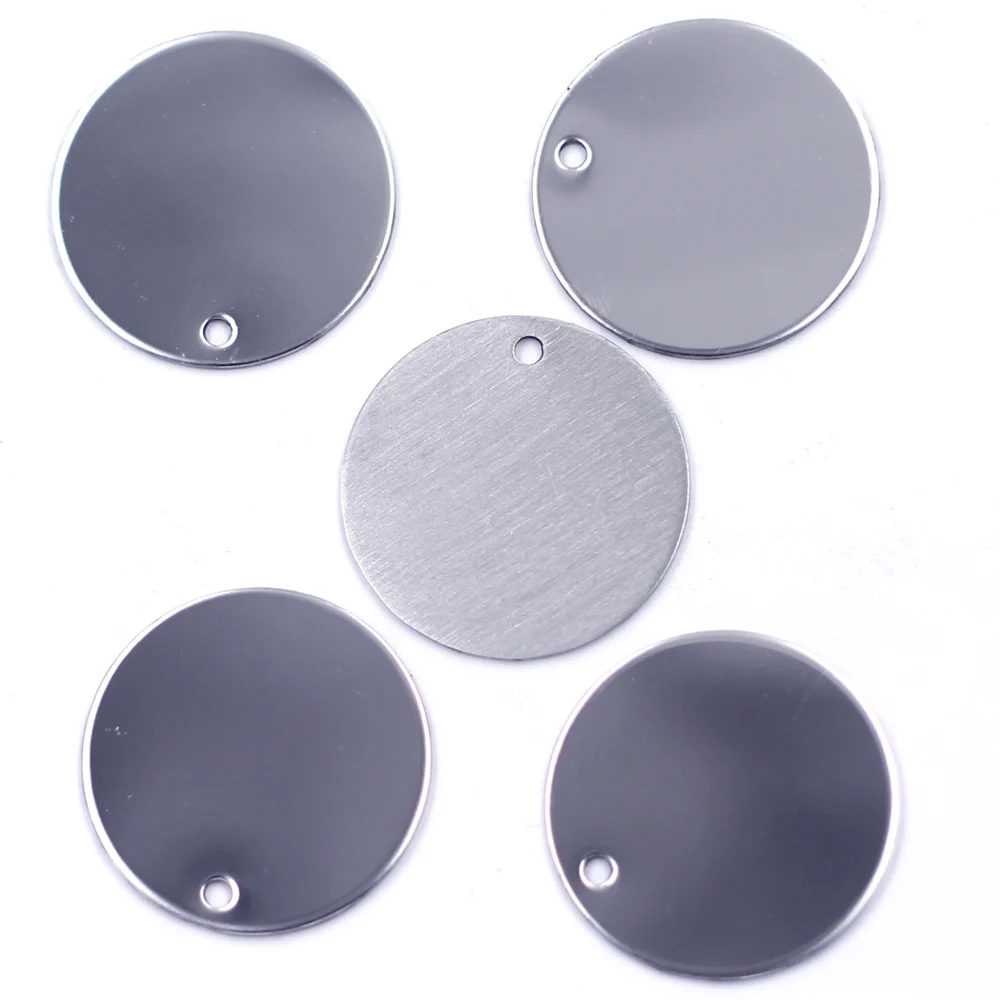 100Pcs Pendants Silver Tone Round Stainless Steel Blank Dog Tag Jewelry DIY Findings 30mm