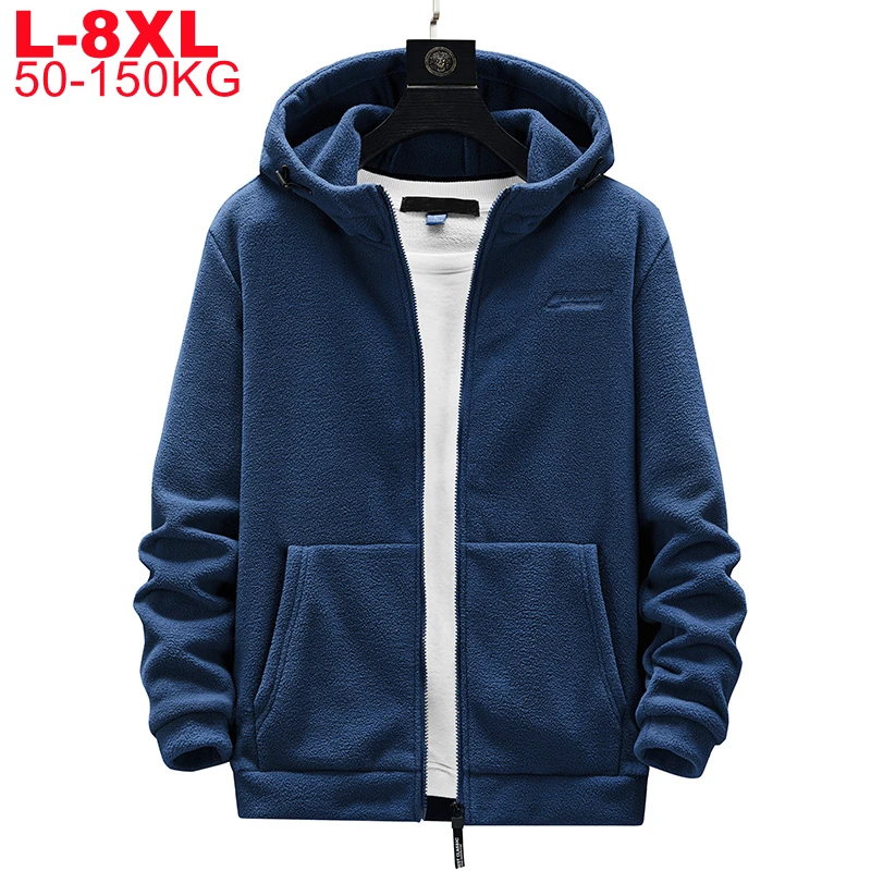 8xl 7xl 6xl Hooded Jacket Windproof Men Winter Autumn Casual Softshell Jackets Large Size Men\'s Fleece Jacket Outdoor Coats Male