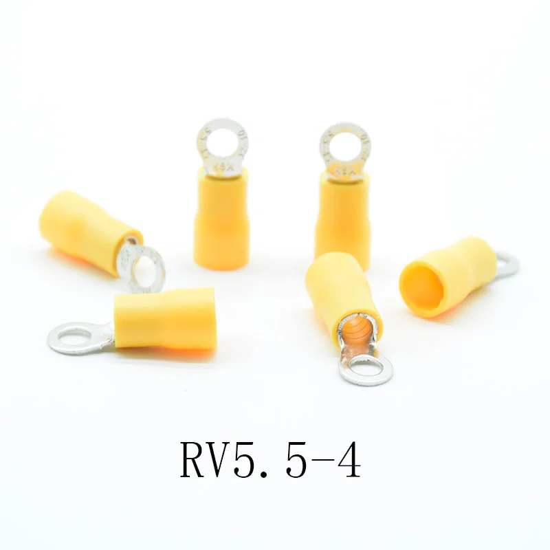 20PCS/lot RV5.5-4/5/6/8/10/12 Yellow Ring insulated terminal suit 4-6mm2 Cable Wire Connector cable Crimp Terminal  AWG