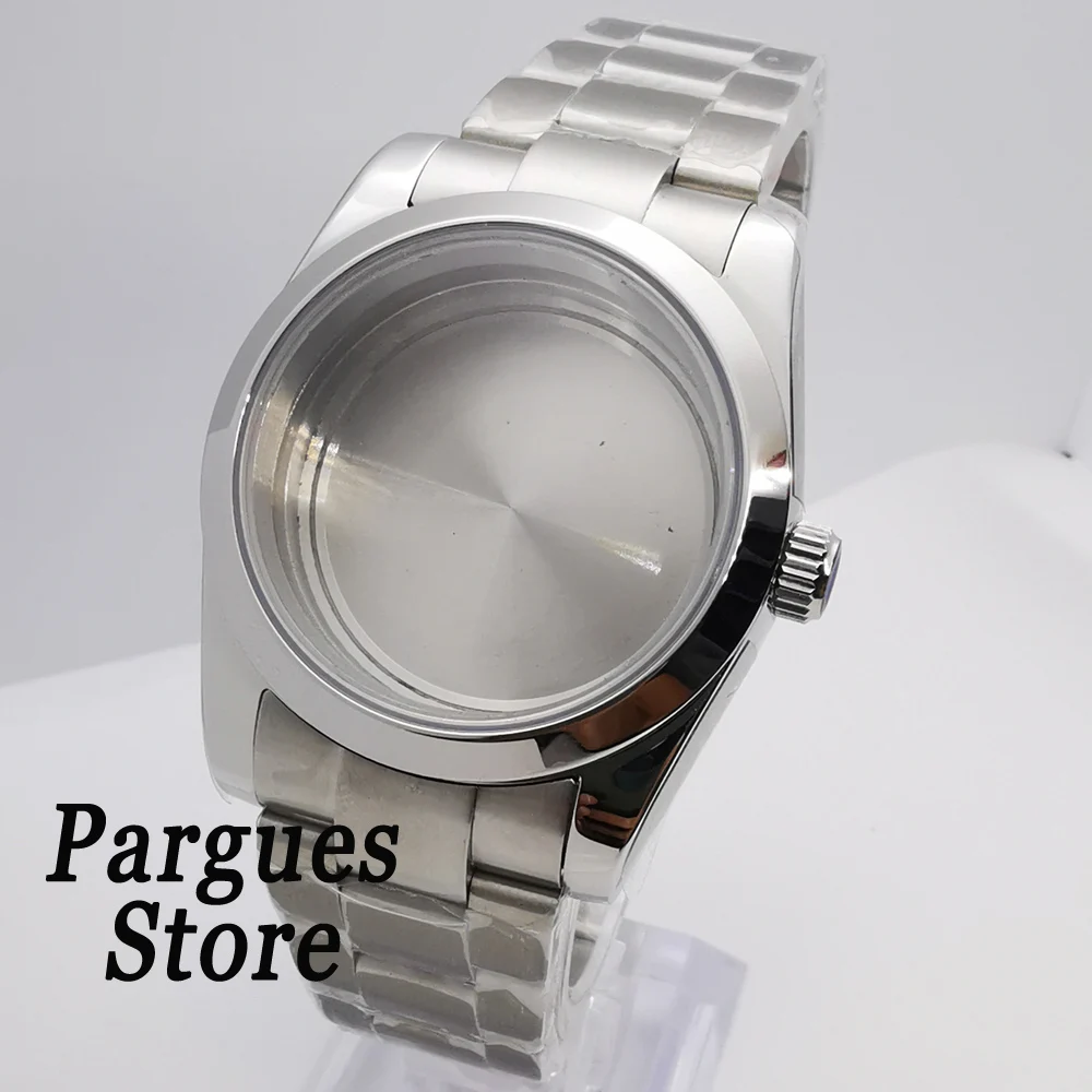 

36mm/39mm Silver Sapphire Glass Case Brushed Bracelet Fit NH35 NH36 Miyota 8215 Mingzhu DG2813 ETA 2836 2824/PT5000 Movement