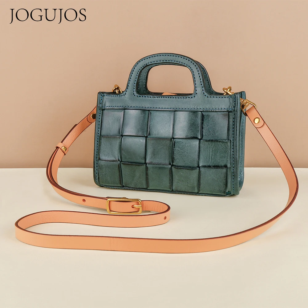 

JOGUJOS Genuine Leather Luxury Designer Handbag Women's Shoulder Bag Crossbody Bags for Women Ladies Weave Messenger Bags Tote