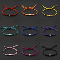Love Heart Charm Bracelets for Men Women Lovers' Handmade Adjustable Wish Good Lucky Red String Couple Bracelet Friendship Jewel