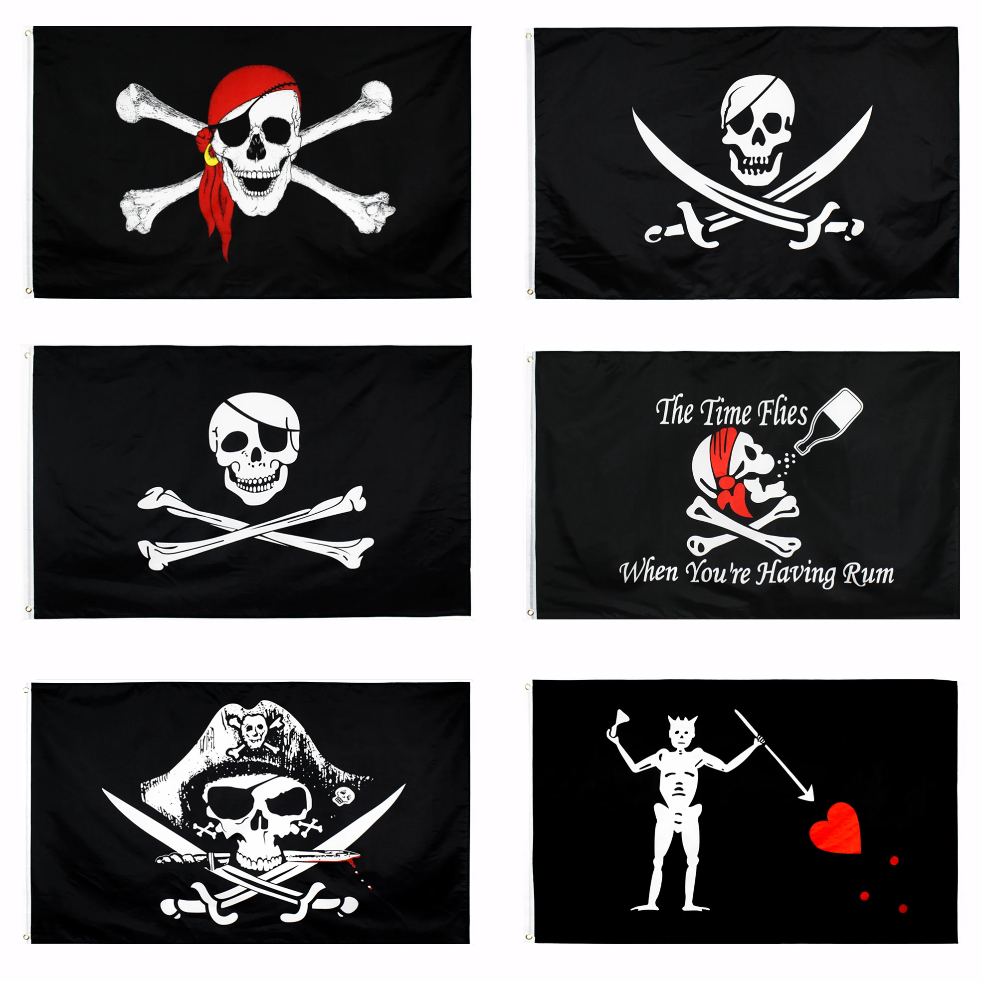 Yehoy hangiing 90x150cm Skull and Cross Crossbones Sabres Swords Jolly Roger pirate Dead Man's Chest Flags