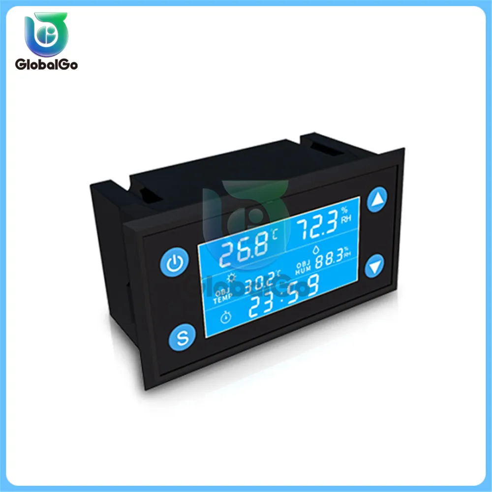 W1212 AC 220V LCD Digital Temperature Humidity Controller Timer SHT20 Sensor Probe for Incubator Aquarium Thermostat Humidistat