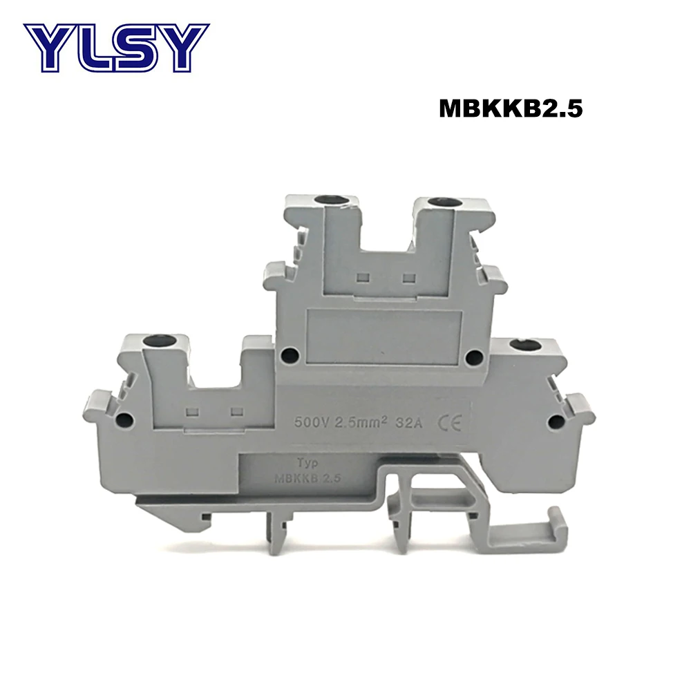 50Pcs Din Rail Baris Ganda Sekrup Terminal Blok MBKKB2.5 Morsettiera Listrik Ganda Terminal Blok Konektor Bornier 24A