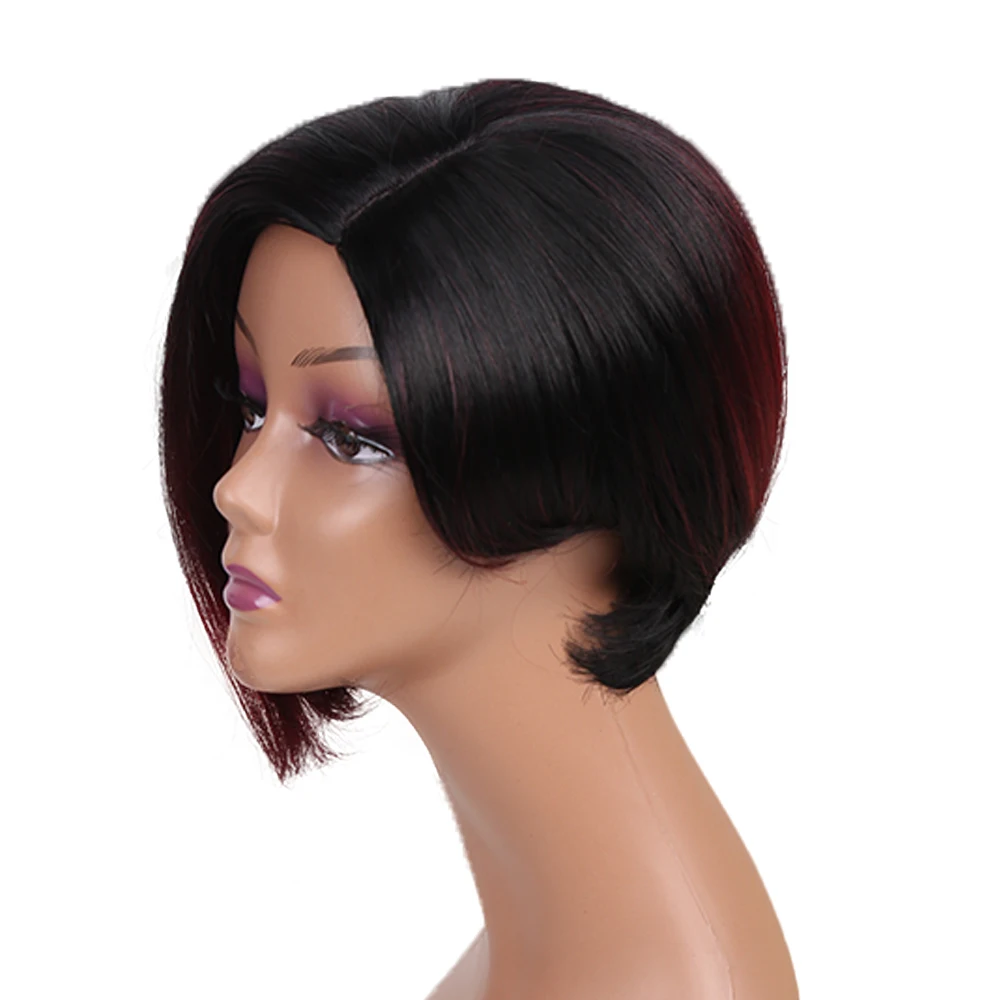 Amir Synthetic Bob Wig Purple Hair Ombre Brown Wigs for Women African American Short Straight Red Bob Hairstyle Heat Resistant