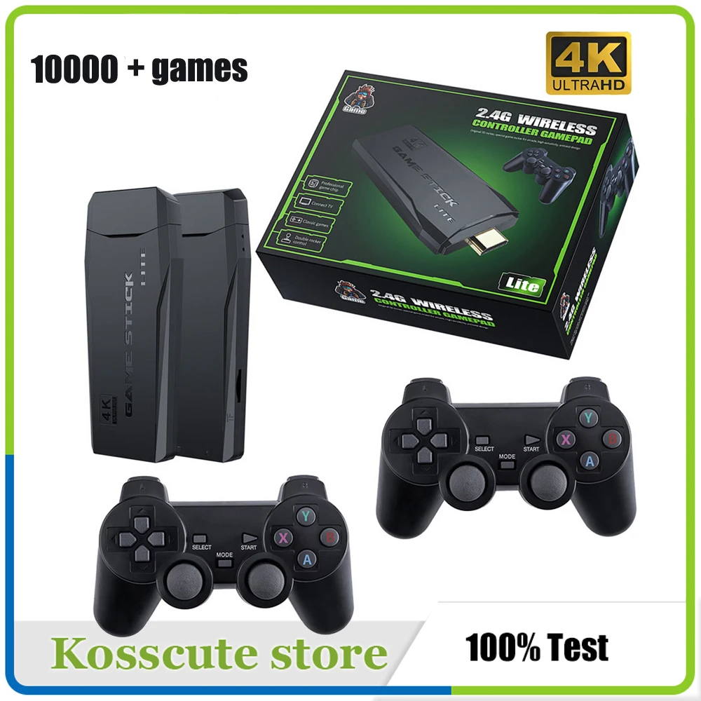 4K Ultra Video Game Console Dual GamePad for PS1/GBA Retro TV Dendy Game Console HD-OUT 64GB 10000 Games Video Game Stick