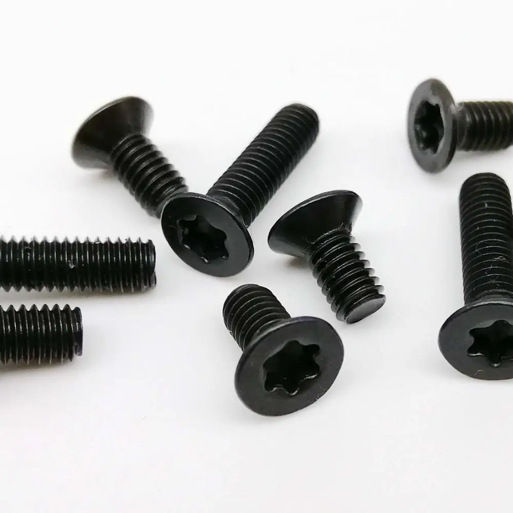 10/50pcs M2 M2.5 M3 M4 Black Grade 8.8 Carbon Steel GB2673 Six-Lobe Torx Head Flat Countersunk Screw Six Lobe Bolt Machine screw