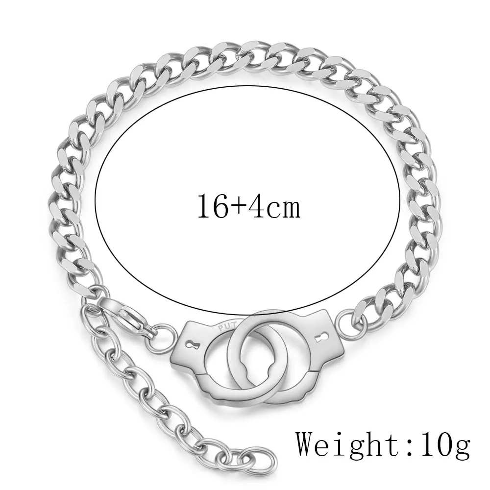 Fashion Couple Bracelet Handcuffs For Women Men Stainless Steel Gold Color Chain Bracelets Accessories Jewelry Wholesale