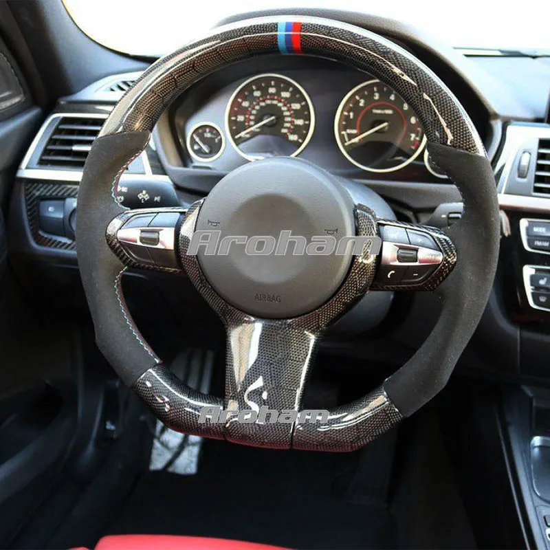 Honeycomb Carbon Fiber Steering Wheel Suede Leather For BMW M Sport F30 F31 F34 F10 F11 F07 X1 X2 X3 F25 F32 F33 F36 F48 F39