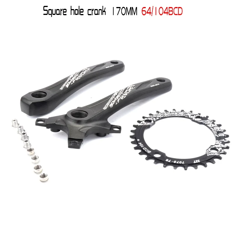 MTB 104BCD Crankset 170mm Square Hole Bike Crank Narrow Wide Chainring 32/34/36/38T Chainwheel Bicycle Crank Sprocket Parts