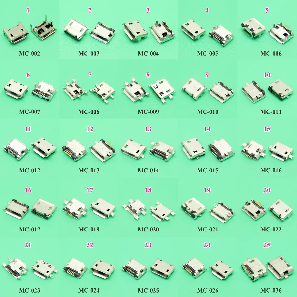 ChengHaoRan 25models 50-125PCS Micro USB Jack 5P 5pin USB Charging Socket Connector SMD DIP V8 Port Charging Data power Plug