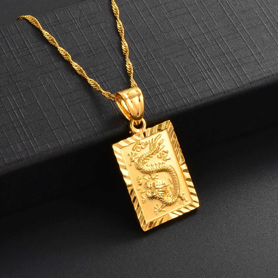 Anniyo Auspicious Dragon Pendant Necklace for Women Girls Jewelry Chinese\