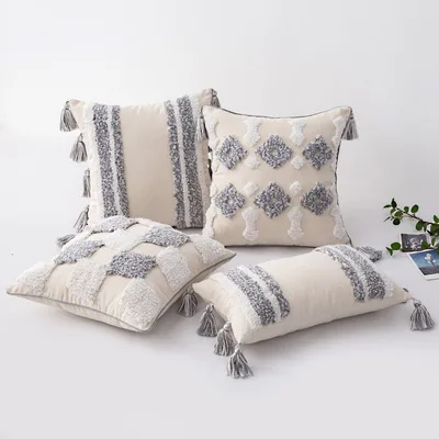 

Homestay Home Decoration Ethnic Style Cushion Bedside ins Moroccan Lace Tassel Tufted India Pillowcase