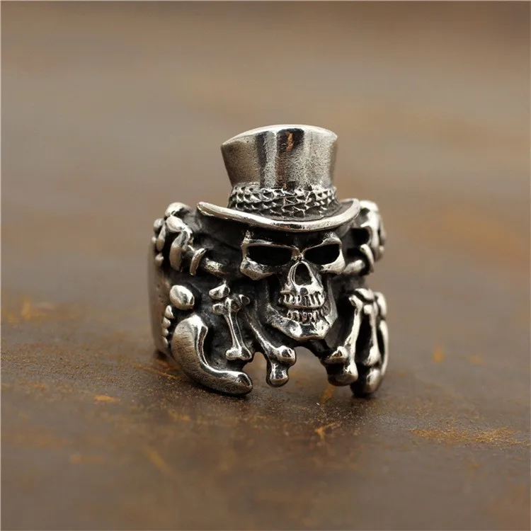 National standard 925 sterling silver Thai silver vintage American evil knight male index finger ring