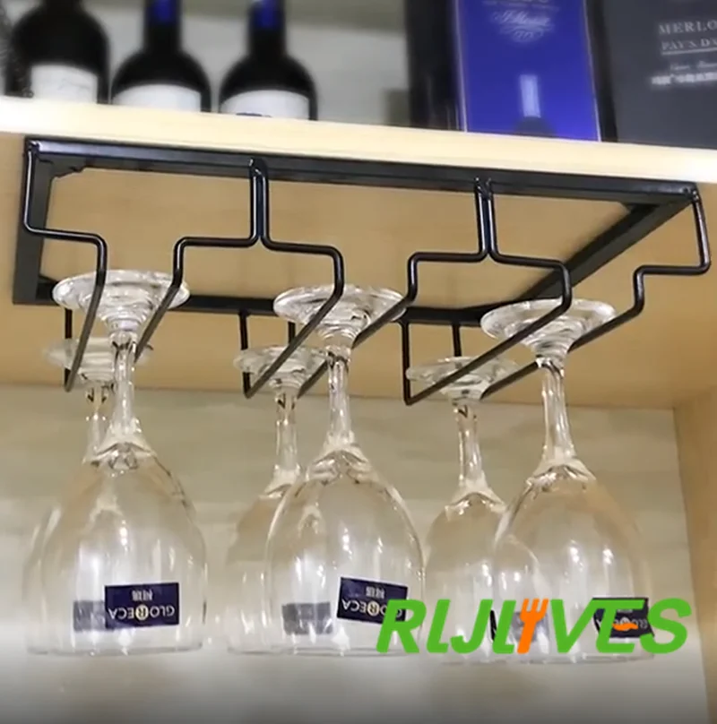 2 Stck Weinglashalter Hngend Unter Schrank  Wine Glass Holder Schwarz,  Platzsparend & Stabil