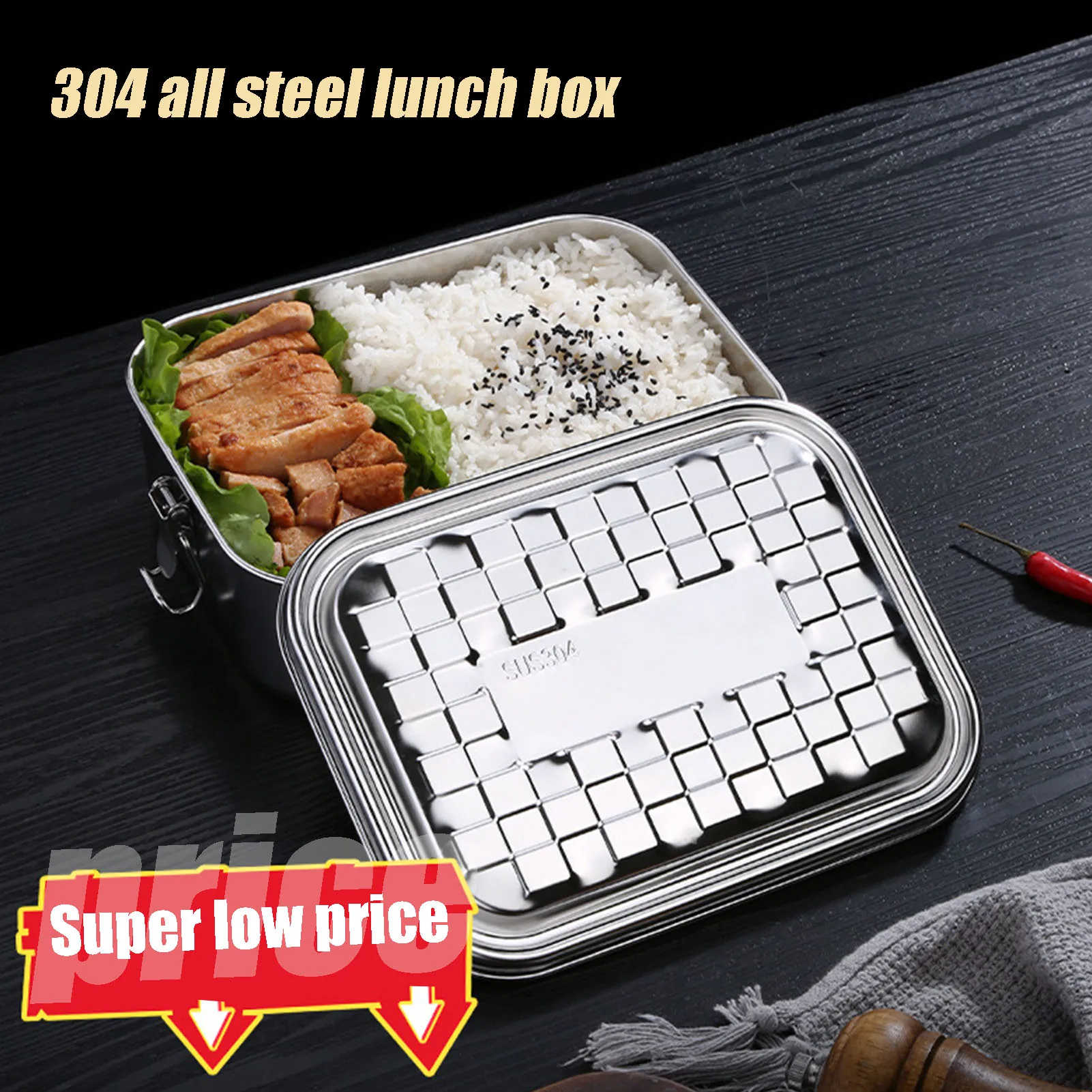 Big Size Lunch Box Food Grade 304 Stainless Steel Anti-leak Bento Box Food Container Bento Box Snack Storage Box