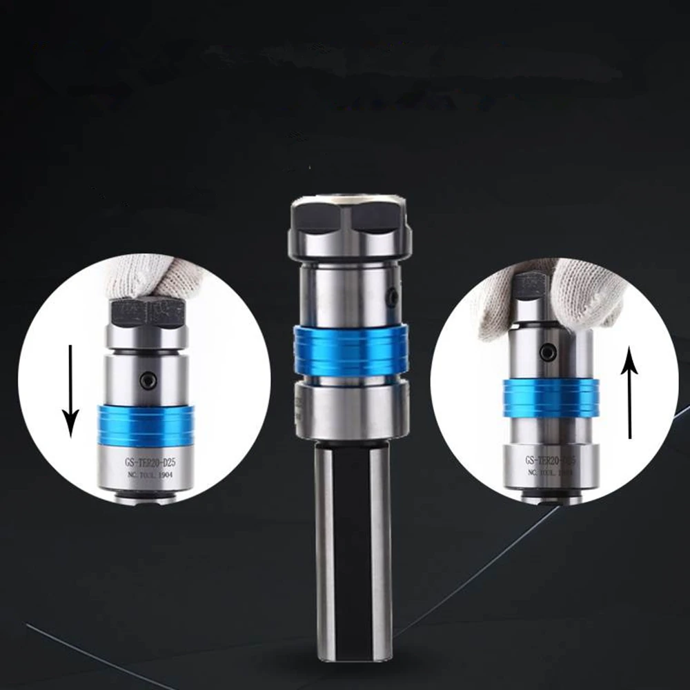 Telescopic tapping chuck TER20 TER25 ER20 ER25 D20 25 Floating tap chuck for CNC lathe tap overload protection Torque Tap holder