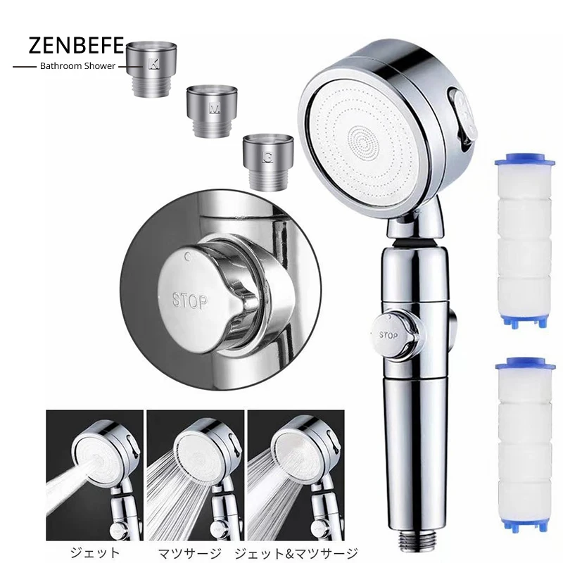 

ZENBEFE Filter Element High Pressure Shower Head One Stop Button Multifunctional Sprayer Water Saving Bathroom Accessories