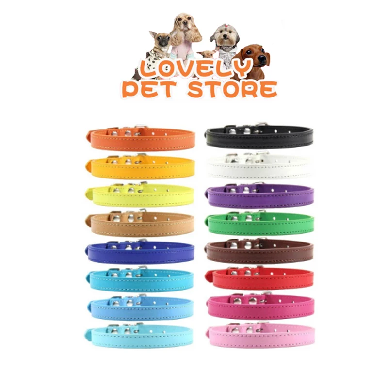 Colorful Soft Pet Cat Dog Collar for Small Pet PU Strap Cat Collars Adjustable Puppy Accessories Cats Products for Pets Supplies