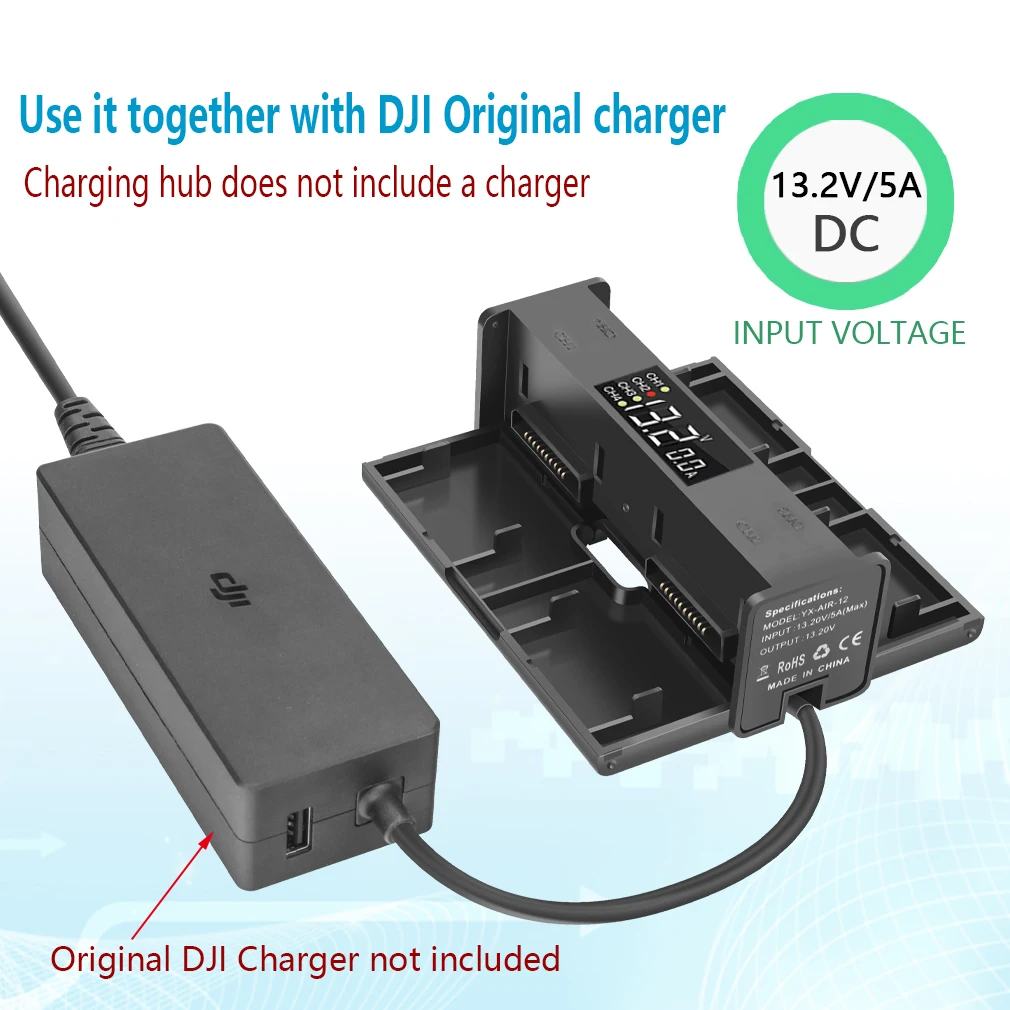 FOR DJI Mavic Air 2S Air 2 4 in 1 Portable Drone Battery Charger Converter Battery Charging Hub Smart Charger digit LED Screen