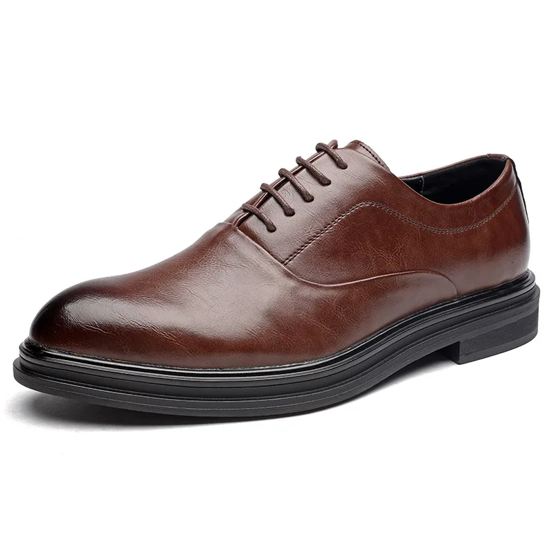 

Pop Nice Brogues Shoes Men Business Shoes Soft Leather Mens Casual Shoes Brand Male Footwear Thick Sole Black A3366