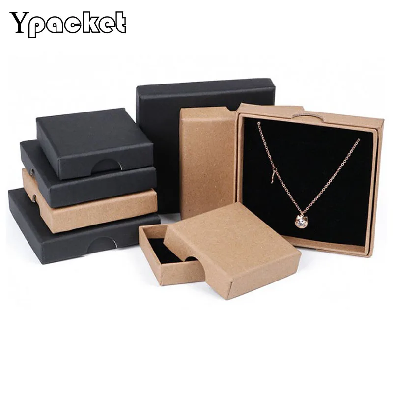 

100pcs/Lot Kraft Paper Box For Jewelry Nail Position Ring Pendant Necklace Box Earring Jewellery Organizer (Custom)