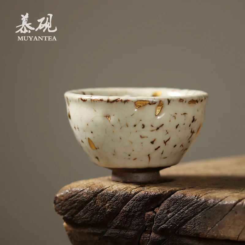 MuYan hand chi wild burning masters cup Japanese tracing 24 k gold open piece of wild ceramic kunfu tea light cup tea