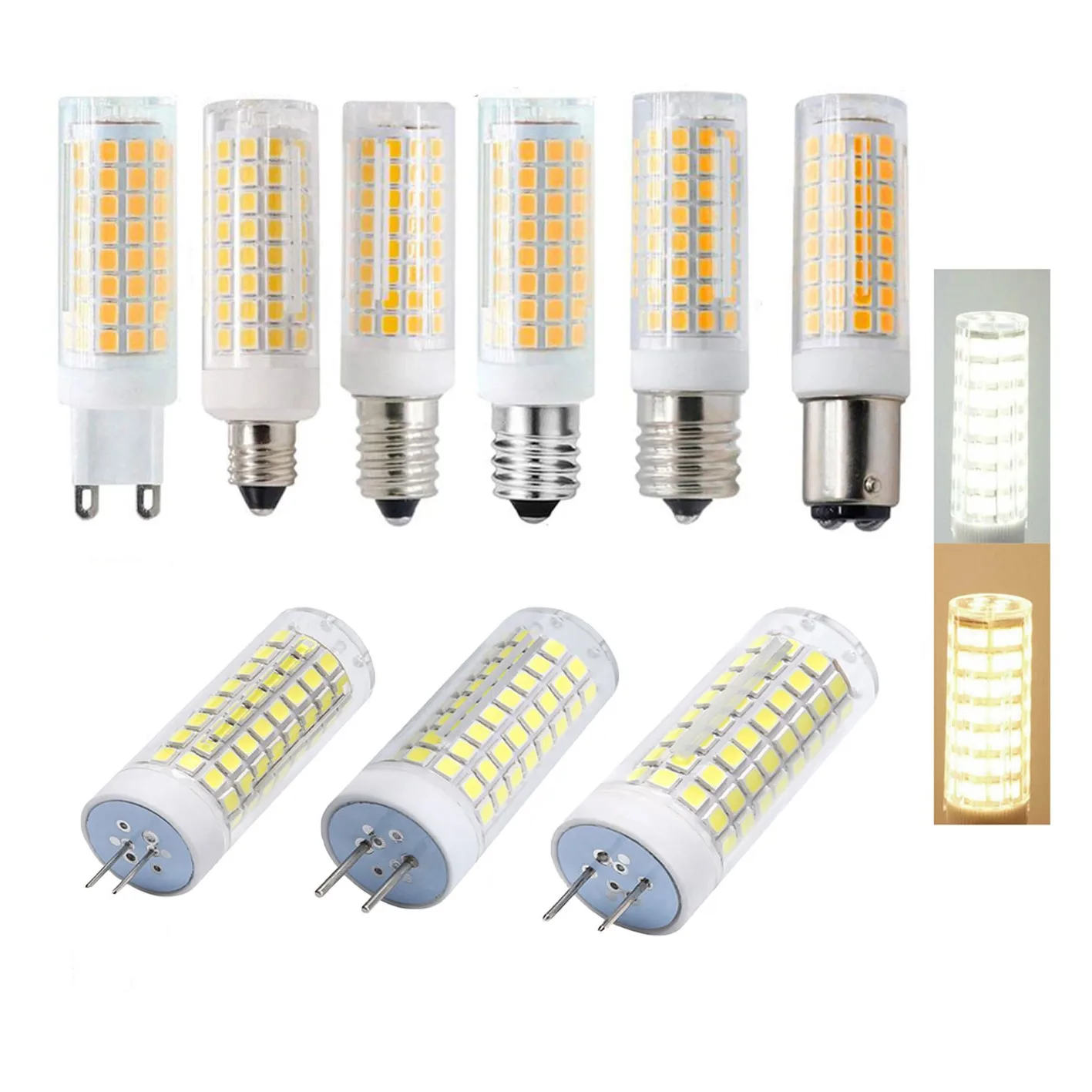 

G4 G8 G9 E11 E12 E14 E17 BA15D GY6.35 Dimmable LED Lights Mini Ceramic 102 LEDs 2835 Corn Bulbs 10/12W Replace 80W Halogen Lamps