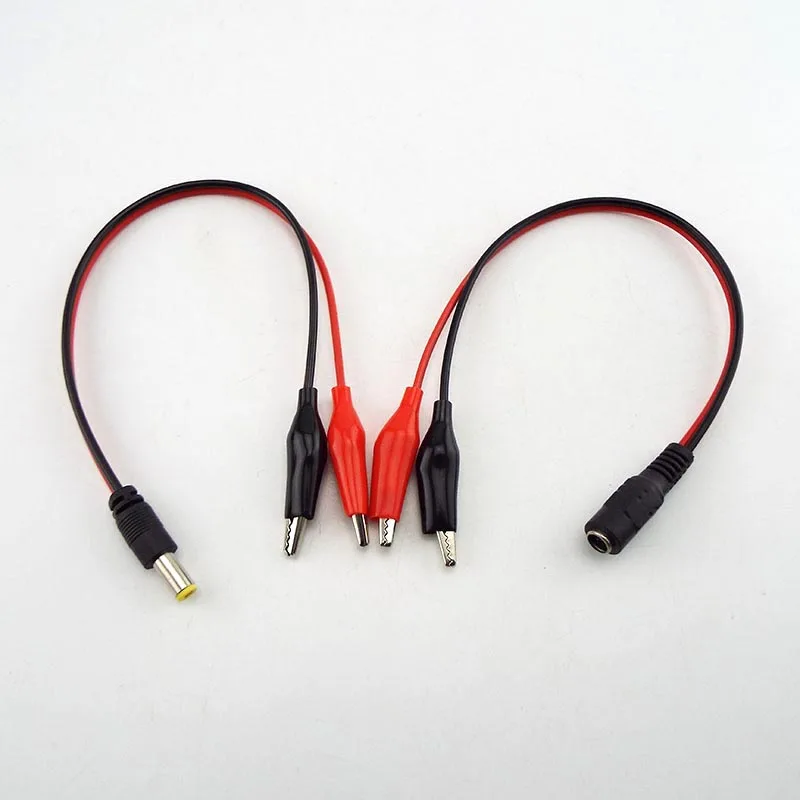 5.5MM 2.1MM Alligator Clip DC Power male female test lead Cable Crocodile Wire Connector To Male 25cm