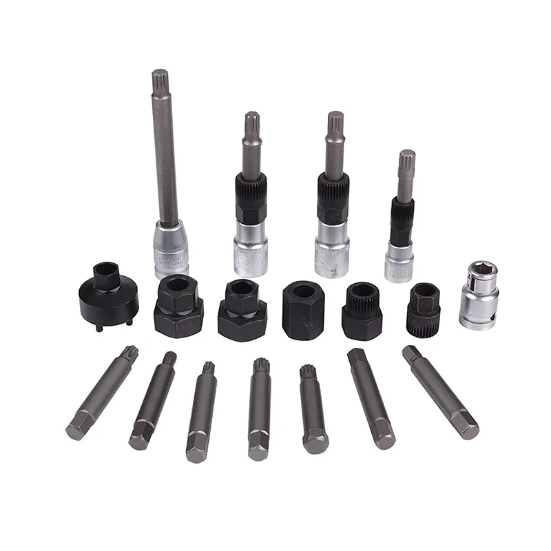 VT01318 Car Alternator Pulley Service 18pcs Decoupler Decoupling Puller Insert Bit Socket Set Removal Tool Kit