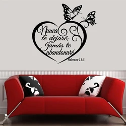 Spanish Wall Decals. Inspirational Wall Decal. Christian Home Decor. Biblia. Hebreos 13:5