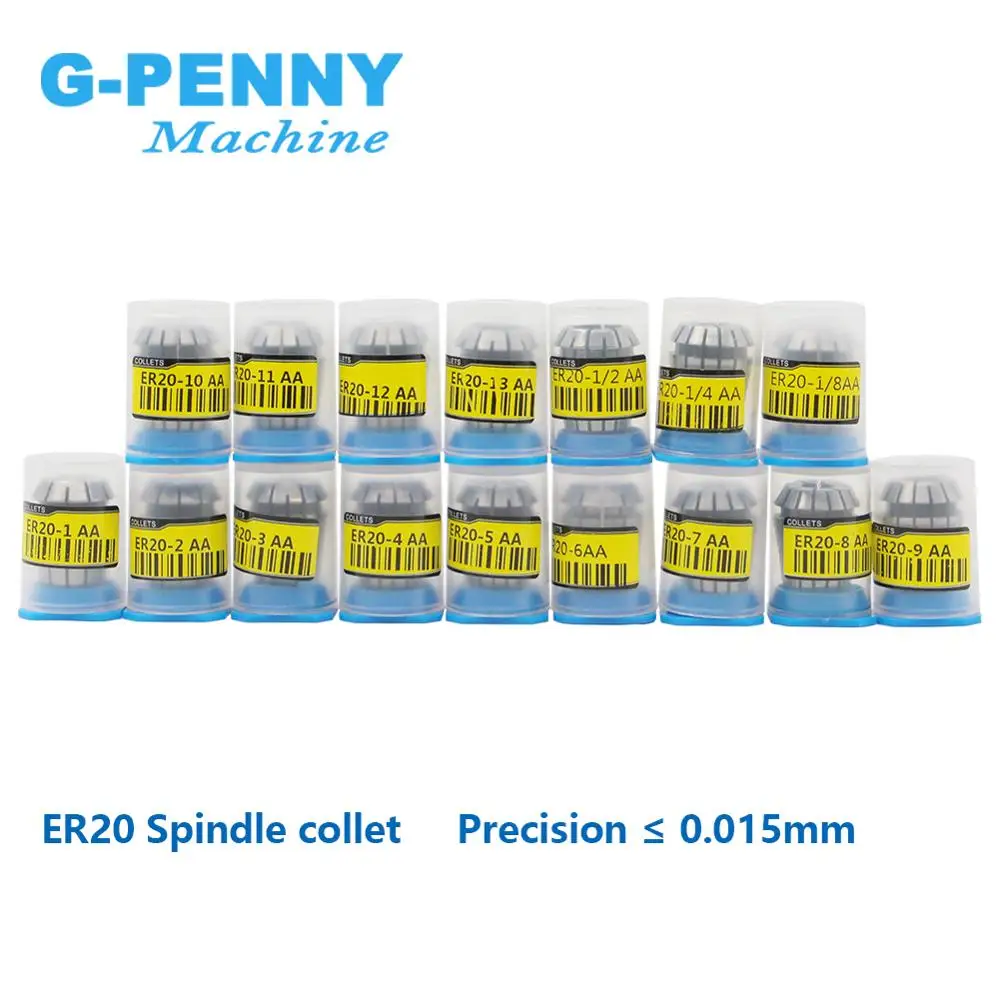 G-Penny ER20 Spring Collet Chuck 1-2-3-4-5-6-7-8-9-10-11-12-13-3.175-6.35-12.7mm 1/8 1/2 1/4 Milling Lathe Tool Spindle Motor