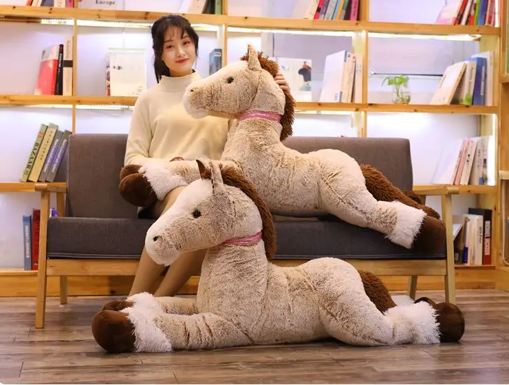 

new toy lovely cartoon lying horse plush toy brown horse soft cotton doll throw pillow Christmas gift b1274