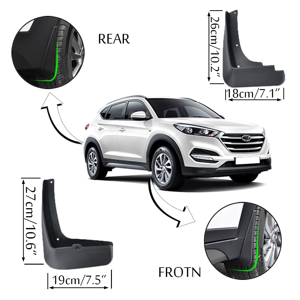 Set Molded Mud Flaps For Hyundai Tucson TL 2015 - 2020 Mudflap Splash Guards Mudguard Fender Front Rear 2016 2017 2018
