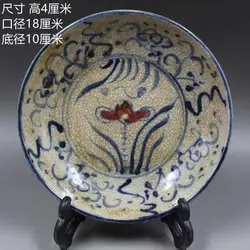 Chinese Antique Old Marked Underglaze Painting Flowers Pattern Porcelain Plate Decoration for Home