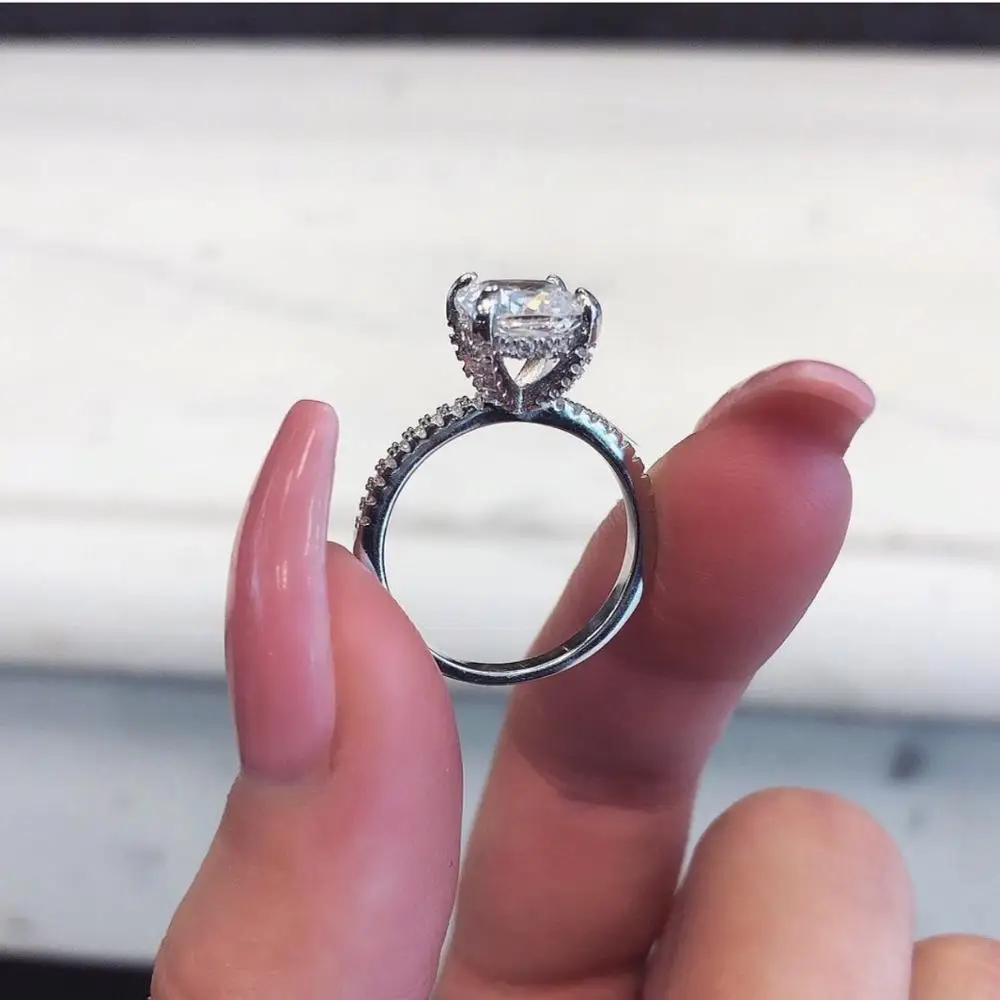 Majeste Promise ring 925 Sterling Silver Cushion cut 2ct Sona cz Engagement Wedding Band Rings for women Bridal Jewelry
