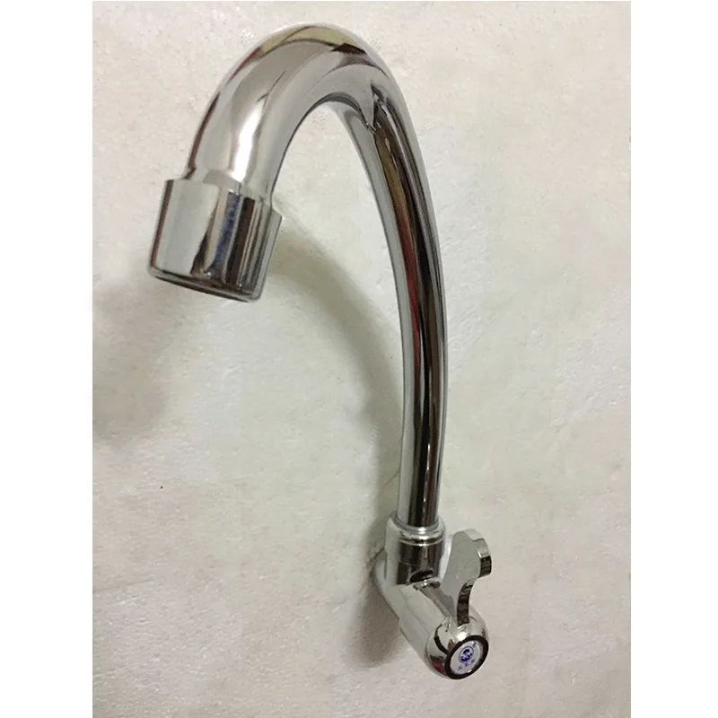 Grifo de fregadero curvo para Hotel, Grifería de lavabo de agua fría, grande y Horizontal para cocina, de pared, individual, curvo