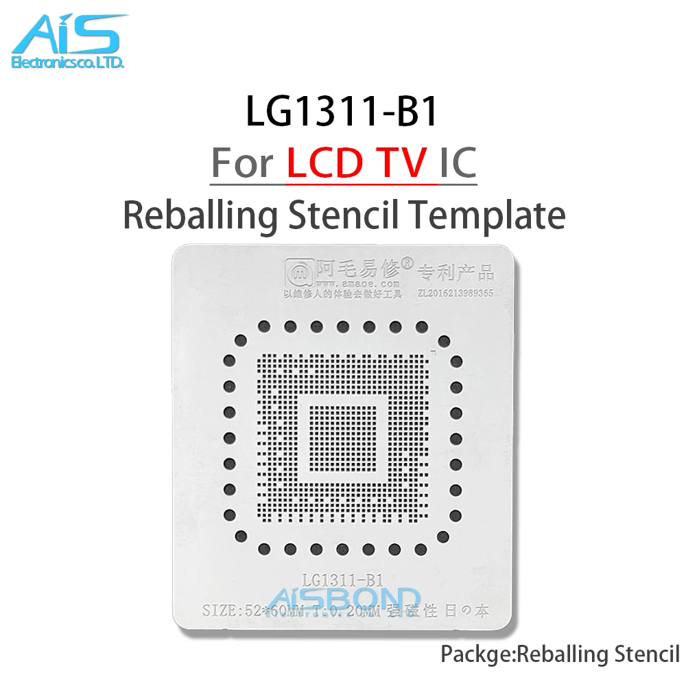 Amaoe LG1311-B1 BGA Stencil For LCD TV IC Reballing Chip Pin Solder Tin Plant Net Square Hole Heating Template Reworking