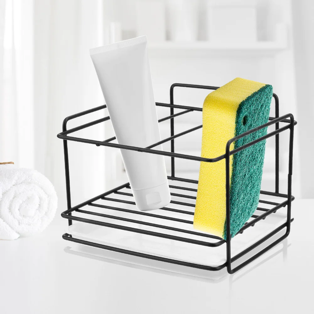 

Sponge Holder Dishcloth Brush Holder Kitchen Accessories Bathroom Holder Iron Shelf Bathroom Organizer Soap Drain Storage Rack