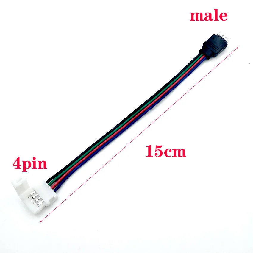 5Pcs 4pin 5pin 10mm 12mm Clip Female Connector Cable 15cm Wire For 5050 RGB RGBW RGBWW LED Strip Light