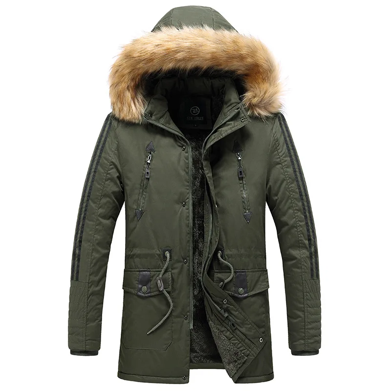 Winter Jacket Men Parkas 2020 Fur Collar Hooded Cotton Padded Men Warm Wool Liner Coat Outdoor Windproof Overcoats Down Jacket