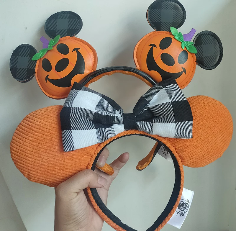 Orange Ears Corduroy Cutie Jack O' Lantern Pumpkin Headband Disney Parks 2PCS