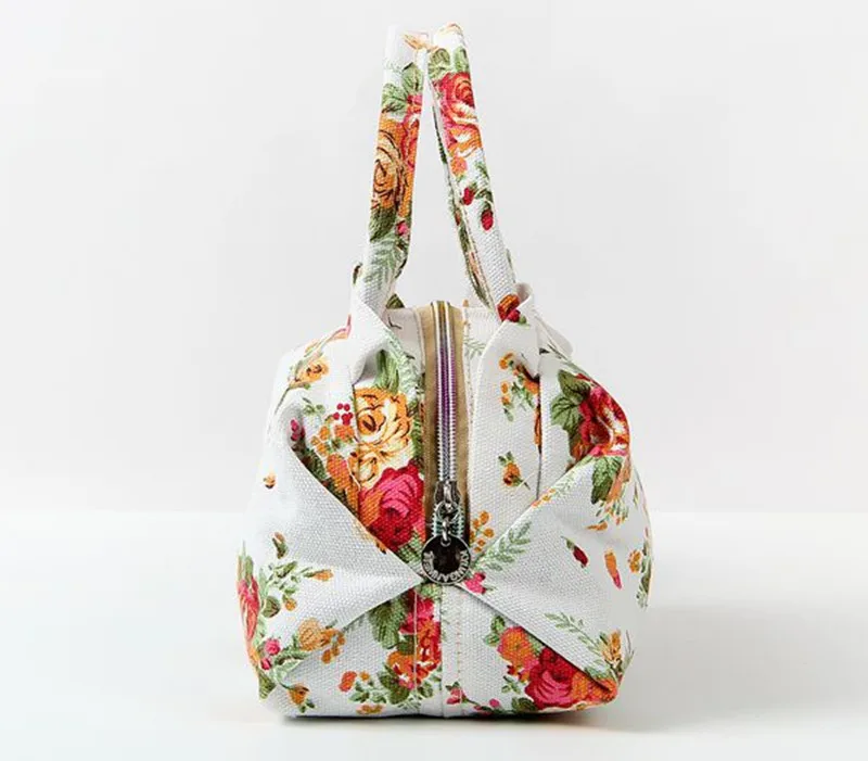 Bolso de mano de lona con estampado Floral para mujer, bolsa de mano pequeña y bonita, de uso diario, para compras