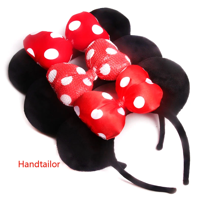 Disney Hair Bow Headband Minnie Mickey Mouse Polka Dot Bow DY black ear headband Christmas hair accessories