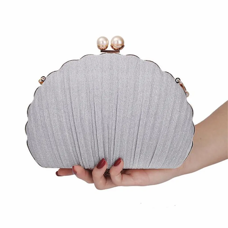 2023 Diamond Shell Shaped Evening Clutch Bags Fold Silk Party Dinner Purse Wallets Wedding Banquet Bags Drop Shipping MN1515