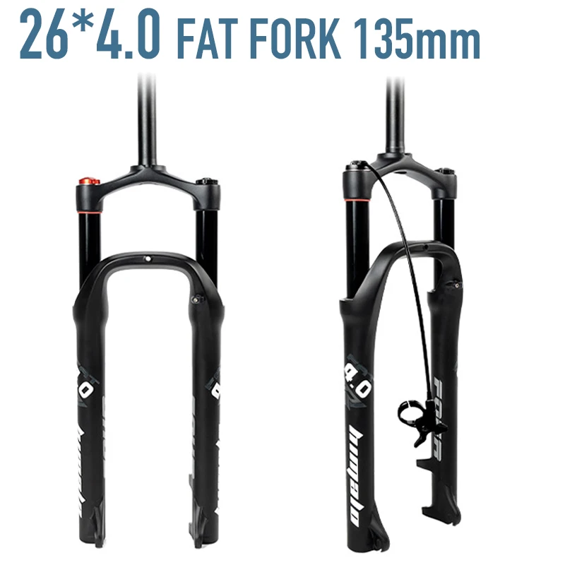 MTB Fat Bike Air Fork  26*4.0 Inch 135mm Disc Brake Shock Absorber Mountain Bicycle Suspension for Wide Tires Aluminum Magnesium