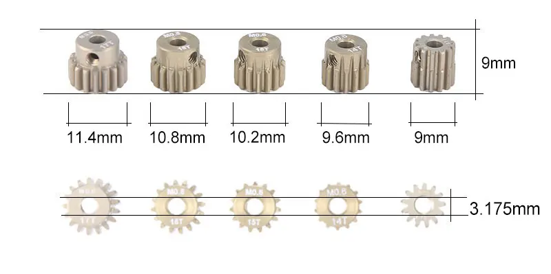 Surpass hobby-conjunto de engrenagem pinhão m0,6 3.175mm 13t 14t 15t 16t 17t para carro/caminhão monster off-road 1/8/1/10 rc, motor de eixo 3.175mm