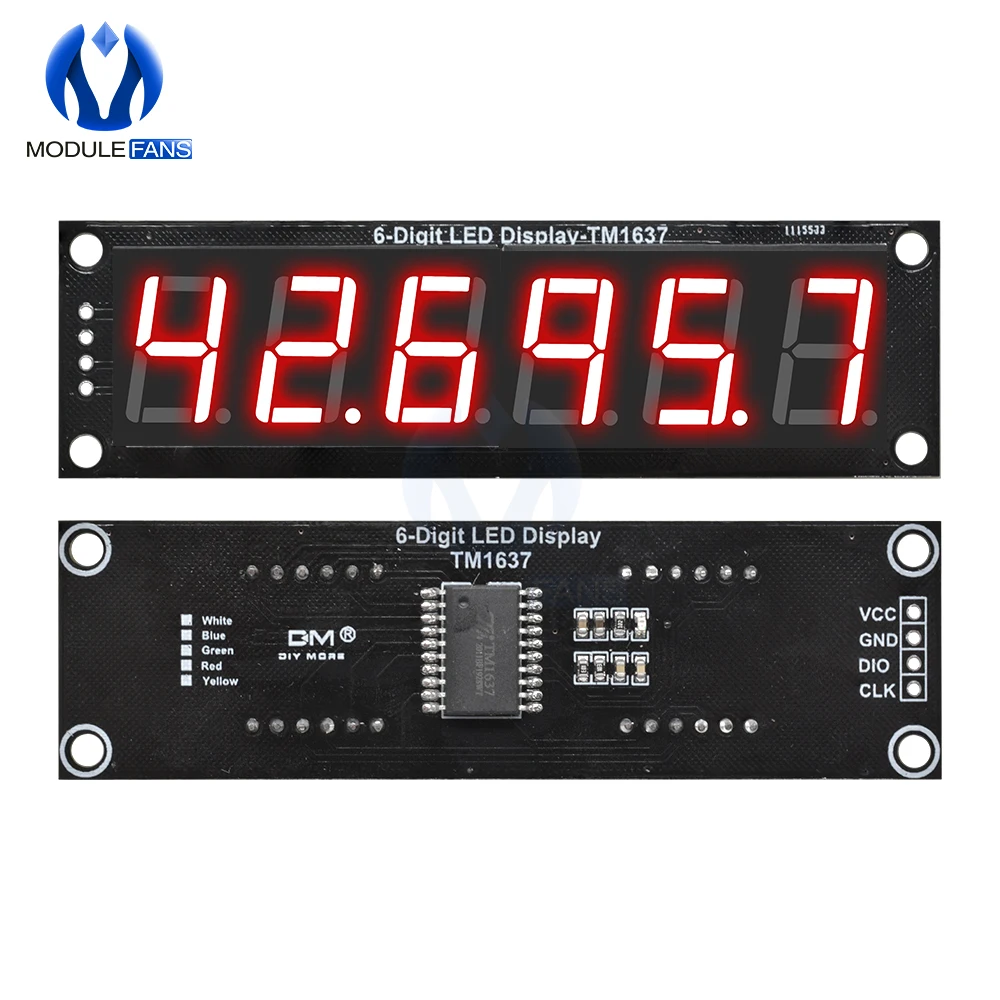 TM1637 LED Display Module 0.56 inch 6 Digital LED Indicator Tube for Arduino Red Green Blue Yellow White